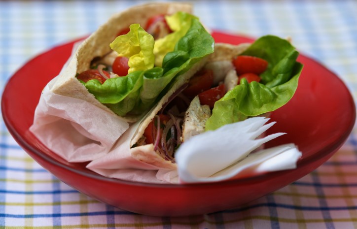 Flathead Pitas with Tzatziki & Cherry Tomato Salad