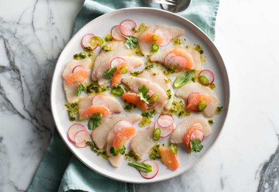 Kingfish Crudo with Pink Grapefruit