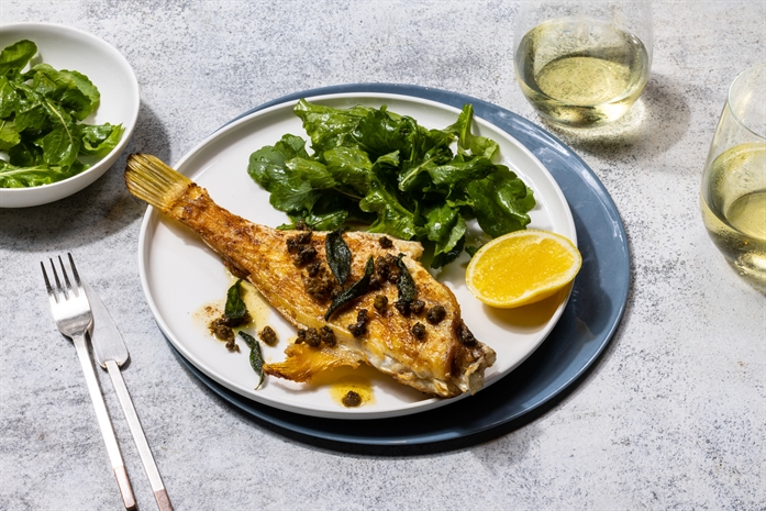 Leatherjackets with Burnt Butter & Capers