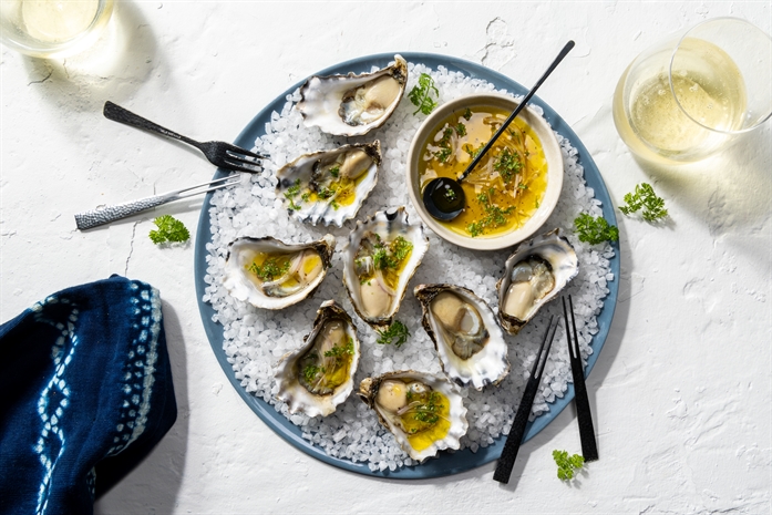Oysters with Shallot Vinaigrette