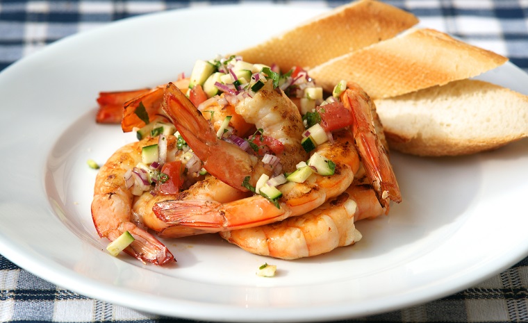 Prawns with Zucchini, Tomato & Mint Salsa