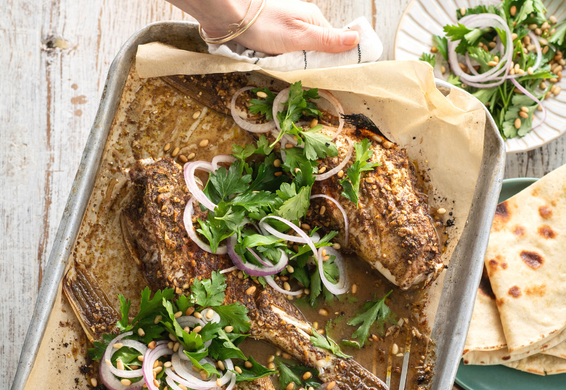 Roast Leatherjackets with Lebanese Spices