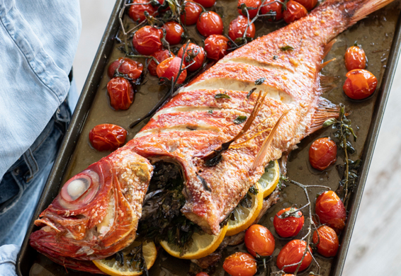 Roasted Alfonsino with Cherry Tomatoes and Herbs