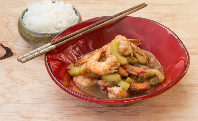 Stir-fried Prawns & Cucumber in Tamarind Sauce