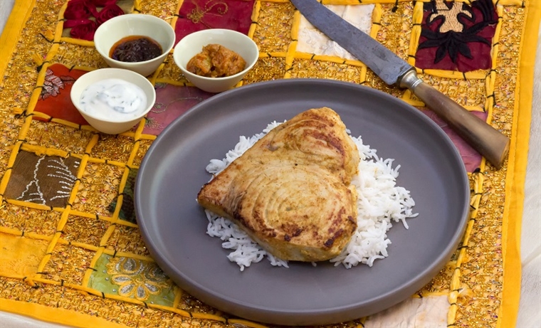 Tandoori-style Swordfish with Mint & Yoghurt Sauce