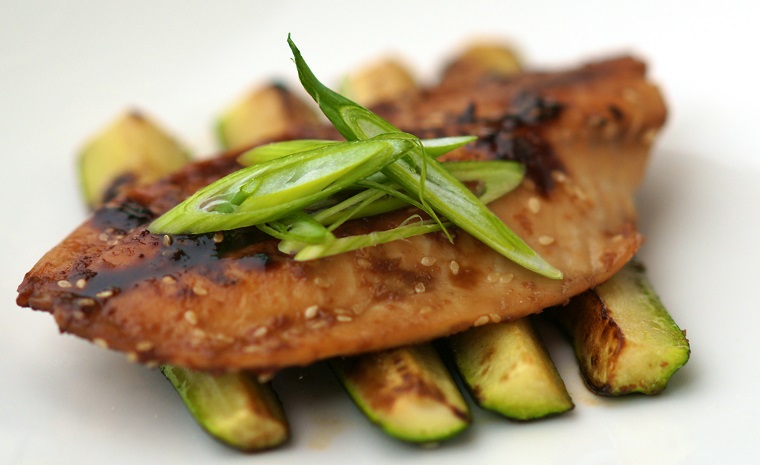 Teriyaki Silver Trevally with Sesame & Zucchini